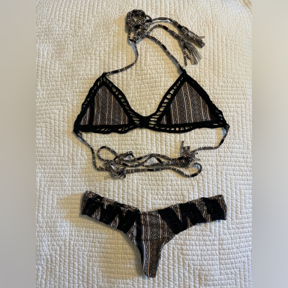 Acacia Swimwear Black and Tan Bikini